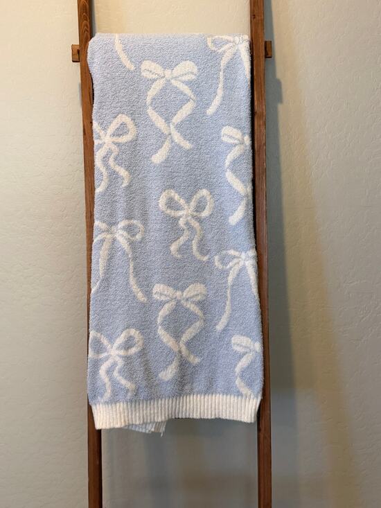 cupcakes & cashmere Other - Cupcakes and Cashmere Blue Bow Throw Blanket 50x70 Soft Plush Cozy Polyester